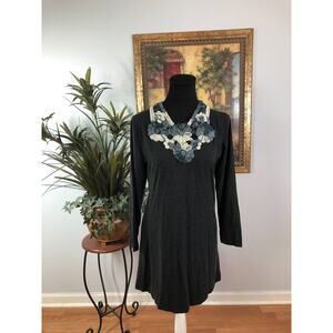 Genc Style Midi Dress Womens Large Black Floral Whimsigoth Boho-Chic Cottagecore